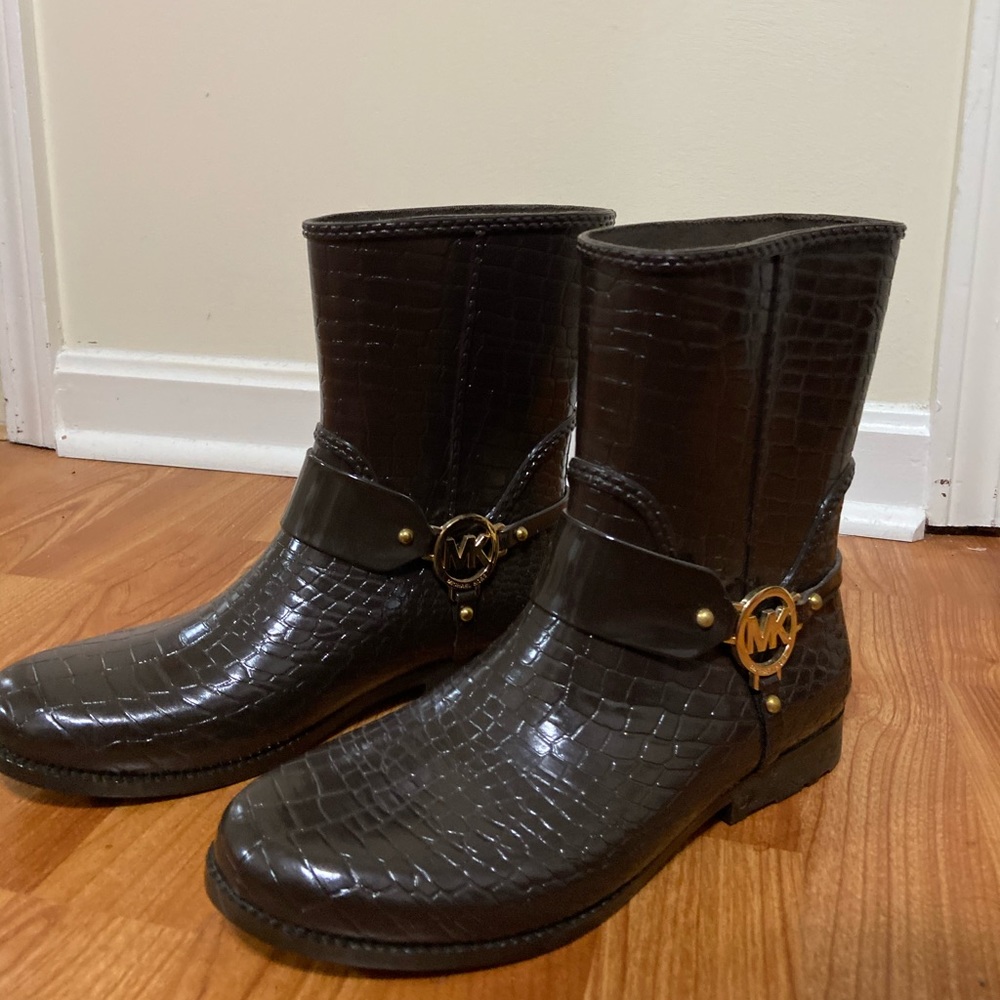 Michael Kors snake skin rain boots